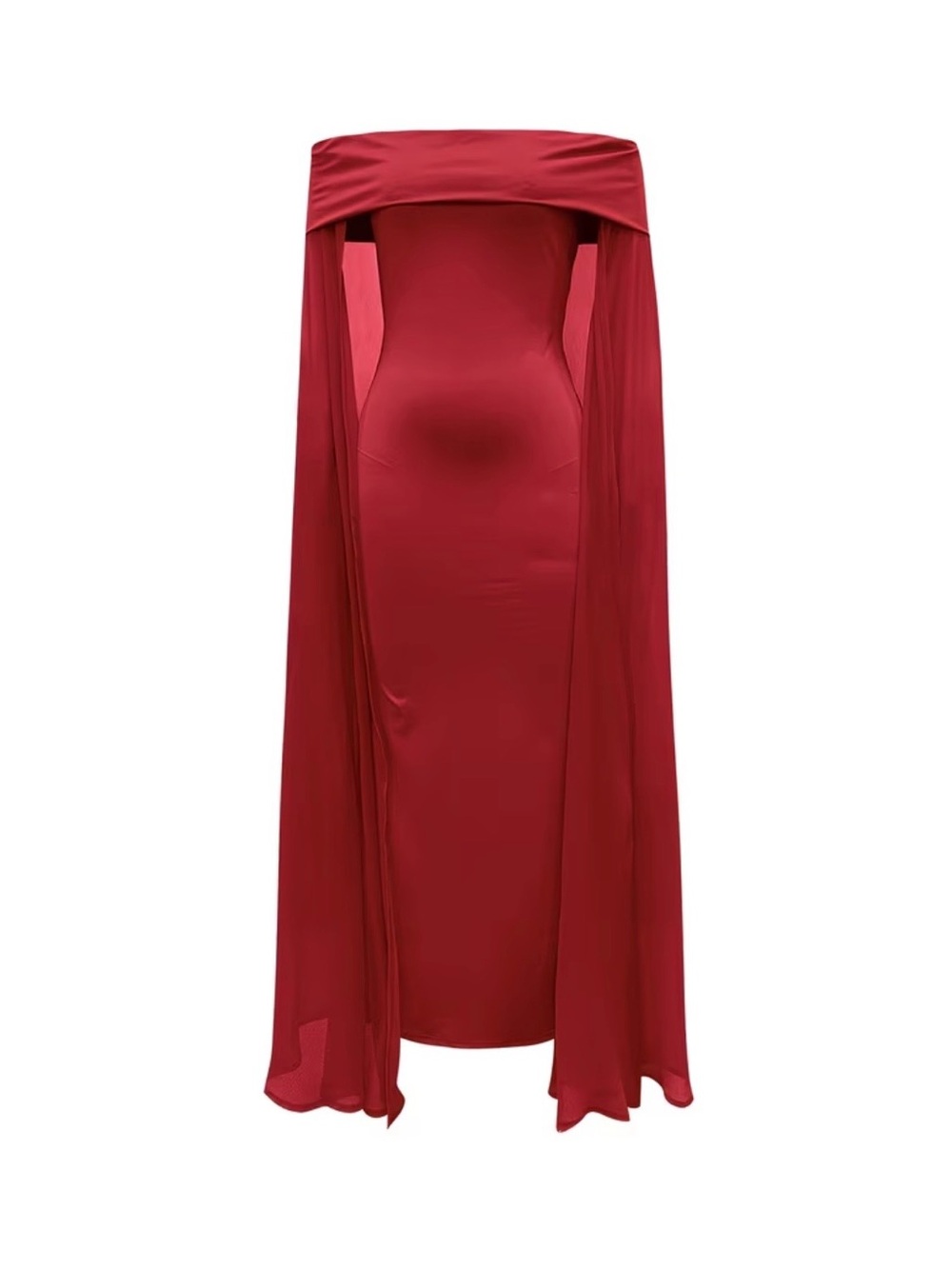 Women’s Red Off-Shoulder with Cape Maxi Dress Size S